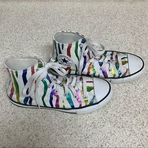 Converse High Top Shoes, Metallic Zebra, Girls Size 4